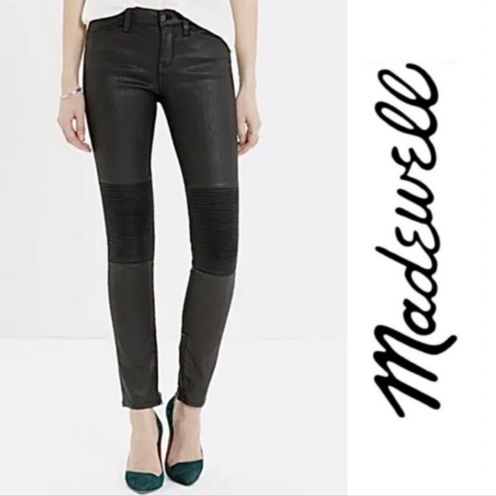 Madewell Skinny Skinny Moto Coated Jeans in Black Wash Size Womans 27